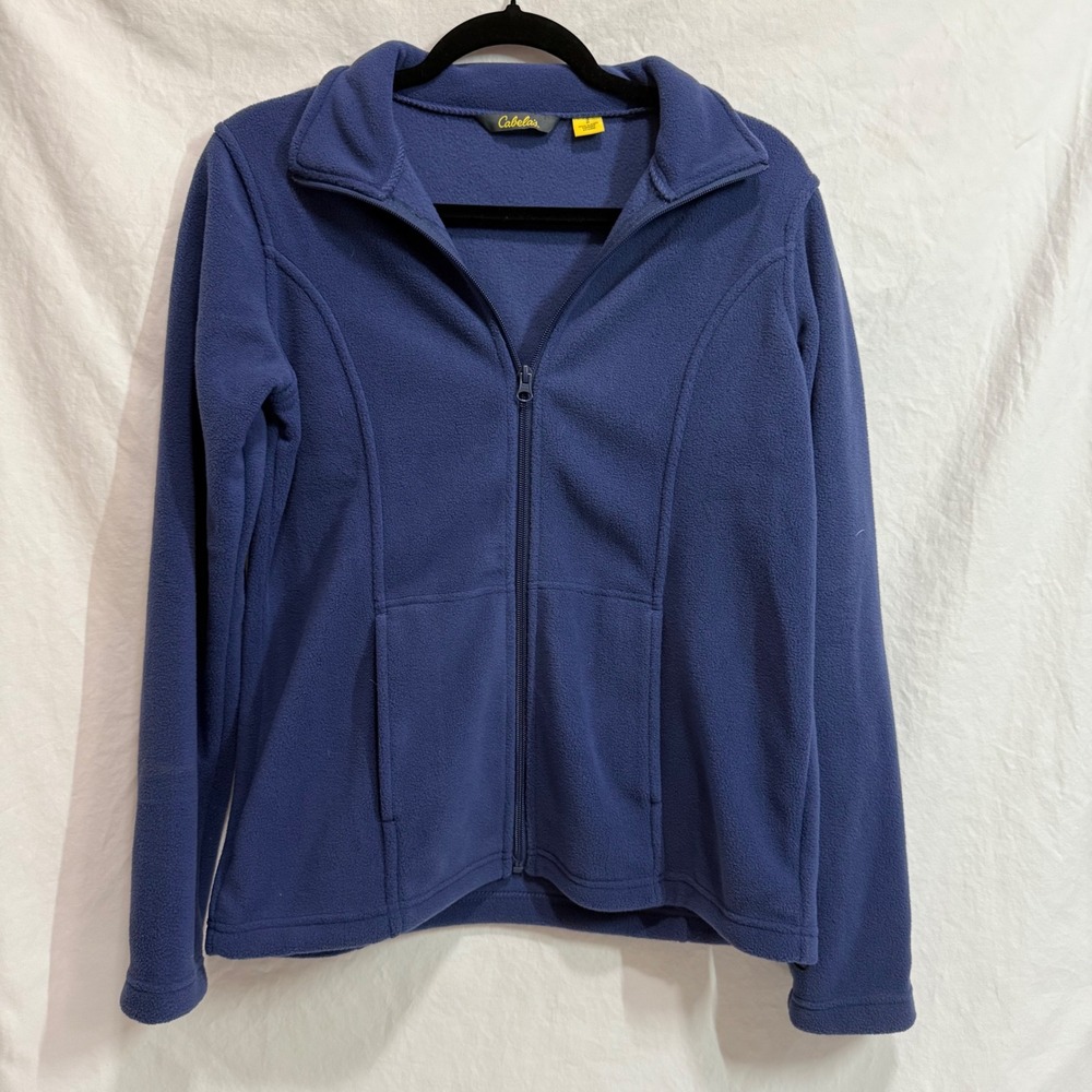 Cabela's Fleece Full Zip Jacket Women's Small Blue Outdoor Warm Cozy Layer